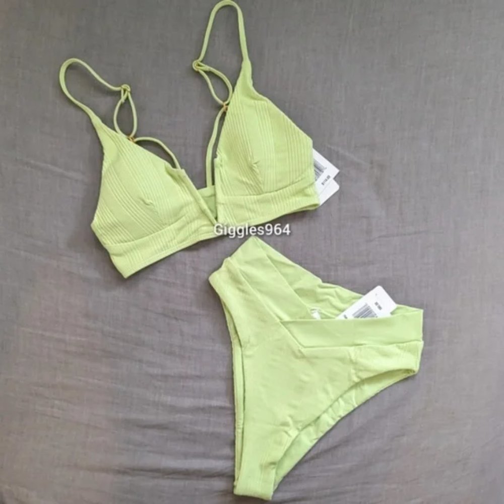 L*Space Siren Court Bikini Set Mojito Green Ribbed